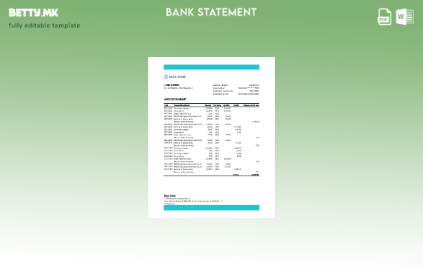 Модерен стил, шаблон за ексел банкарски извод од Русија Зенит